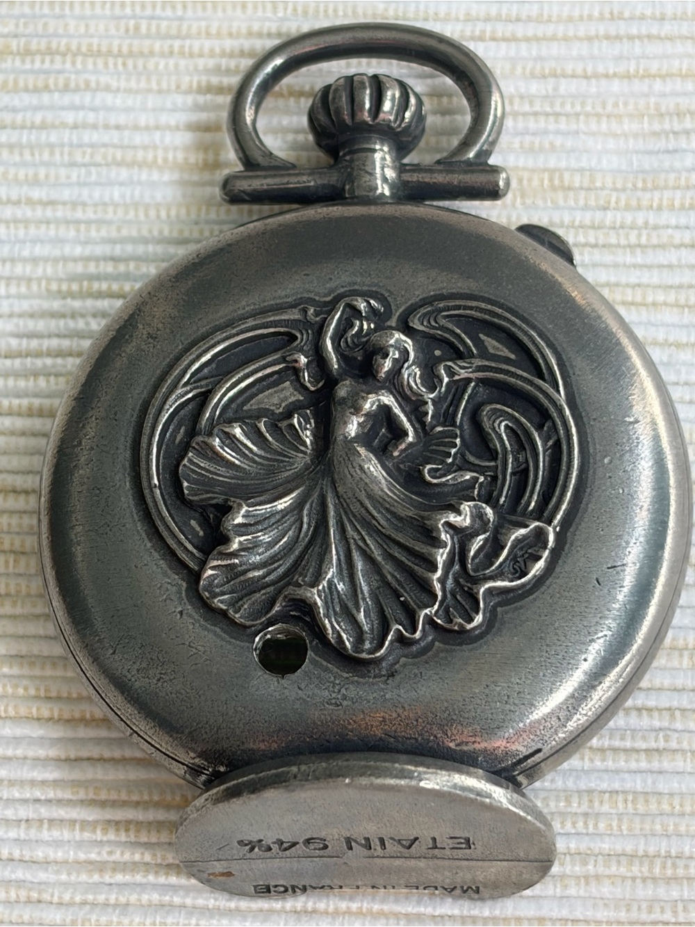 Vintage Pewter Miniature Table Clock 94% Étain Dancing Woman Made in France - Picture 7 of 10